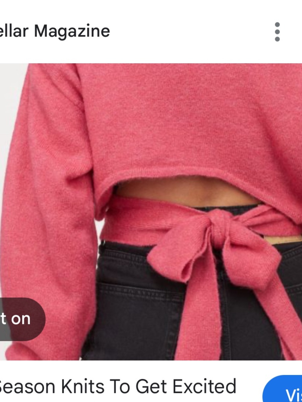 H&M Hot Pink Crewneck Tie-Back Sweater